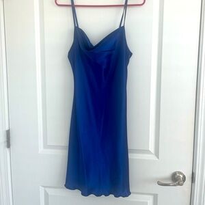 Blue silk dress